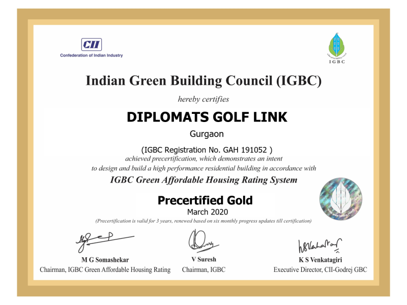 Diplomats Golf link - Certificate